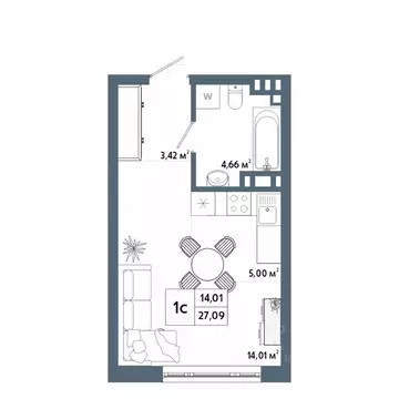 Студия Башкортостан, Уфа 42-й кв-л,  (27.55 м)