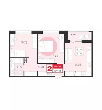 2-к кв. Брянская область, Брянск Медовый кв-л, поз8 (54.16 м)