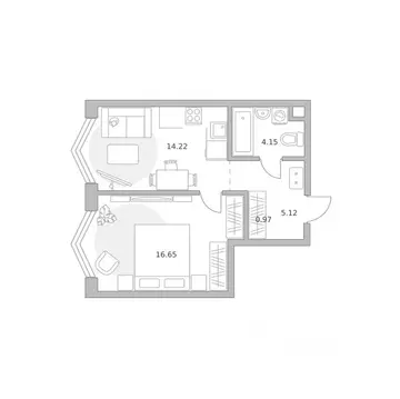 1-к кв. Москва ул. Народного Ополчения (41.11 м)