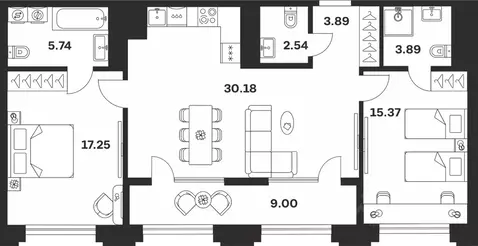 2-к кв. Тульская область, Тула ул. Болотникова, 4 (87.86 м)
