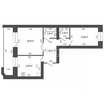 2-к кв. Чувашия, Чебоксары ул. Федора Гладкова, 28 (66.0 м)