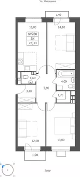 3-к кв. Ярославская область, Ярославль ул. Большая Октябрьская, 85 ...