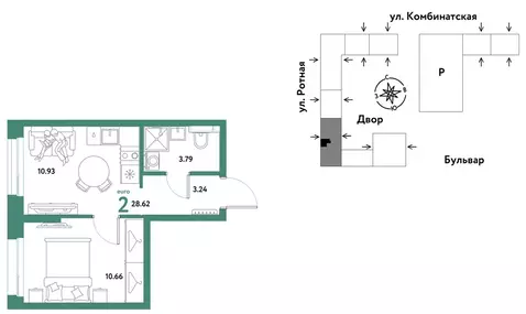 2-комнатная квартира: Екатеринбург, Ленинский район (28.62 м)