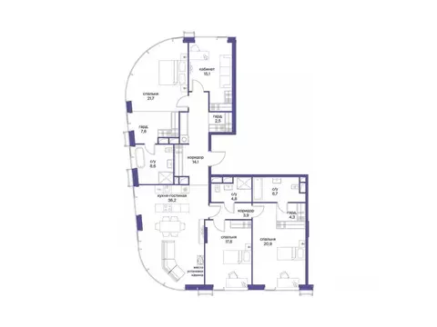 4-к кв. Москва ул. Сергея Макеева, 7С4 (164.0 м)