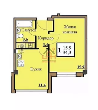 1-к кв. Ставропольский край, Ессентуки Просторная ул., 15к2 (35.2 м)