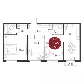 3-к кв. Новосибирская область, Новосибирск Скандинавские Кварталы ...