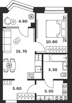1-к кв. Тульская область, Тула ул. Михеева (47.3 м)