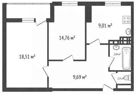 2-к кв. Ярославская область, Ярославль Красноборская ул., 38к3 (55.8 ...