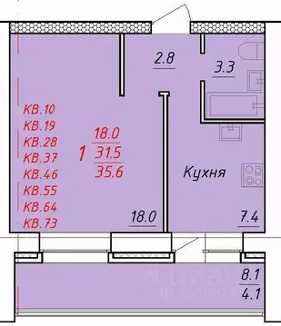1-к кв. Алтайский край, Новоалтайск Индустриальная ул., 18А (35.6 м)