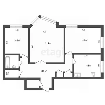 3-к кв. Архангельская область, Архангельск Воскресенская ул., 112 ...
