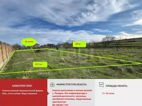 Участок в Крым, Симферопольский район, Чистенское с/пос, с. Левадки ...