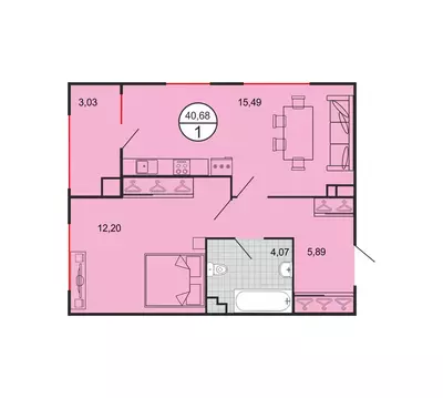 1-к кв. Ставропольский край, Ставрополь № 15 мкр,  (40.68 м)