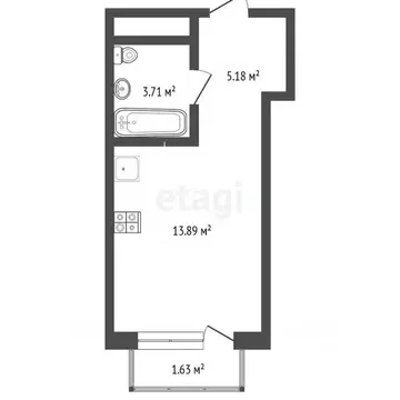 Студия Тюменская область, Тюмень ул. Первооткрывателей, 9 (23.27 м)