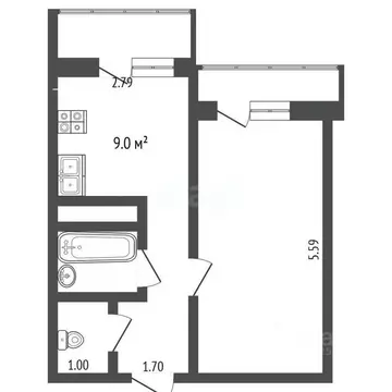 1-к кв. Вологодская область, Вологда ул. Гагарина, 82А (33.7 м)
