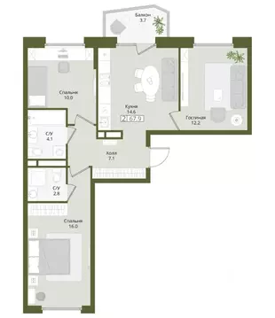 3-к кв. Московская область, Красногорск городской округ, Нахабино пгт  ...