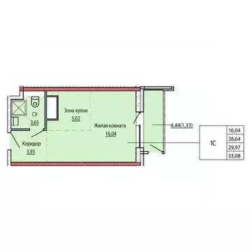 1-к кв. Хабаровский край, Хабаровск ул. Карла Маркса (29.15 м)