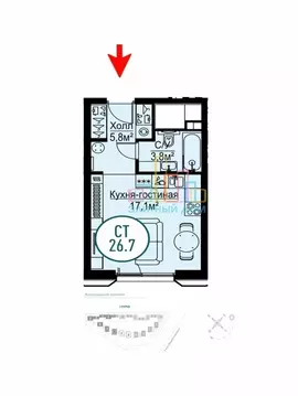 Квартира-студия: Москва, Волгоградский проспект, 32/5к4 (27 м)