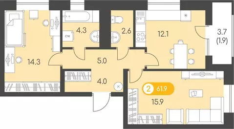 2-к кв. Удмуртия, Ижевск Столичный мкр, Новый Восход жилой комплекс ...
