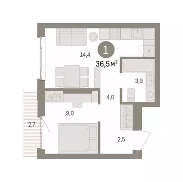1-к кв. Свердловская область, Екатеринбург Сортировочный жилрайон, ...