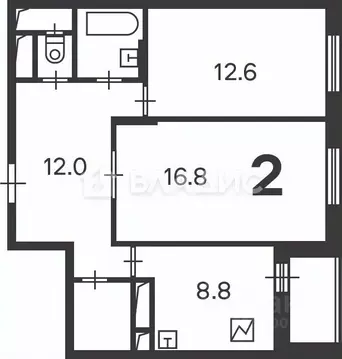 2-к кв. Москва Волгоградский просп., 97К3 (56.8 м)