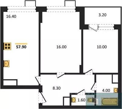 2-к кв. Воронежская область, Воронеж бул. Содружества, 6 (57.8 м)