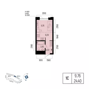 1-к кв. Башкортостан, Уфа Глумилино-1 мкр, Новатор жилой комплекс ...