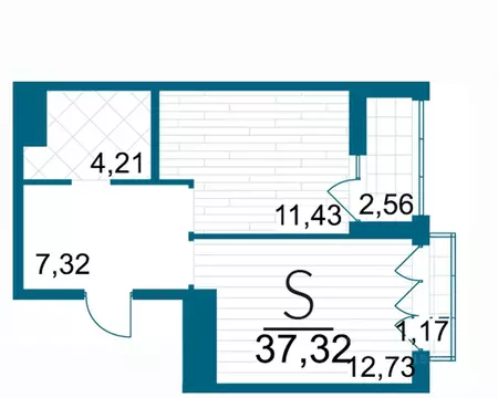 1-к кв. Тульская область, Тула Выше жилой комплекс (37.32 м)