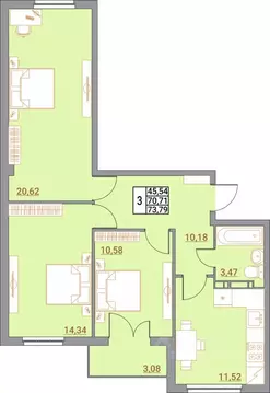 3-к кв. Волгоградская область, Волгоград Удмуртская ул., 75 (73.79 м)