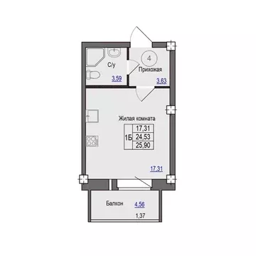 1-к кв. Псковская область, Псковский район, Завеличенская волость, д. ...