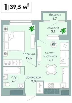 1-к кв. Тверская область, Тверь Южный мкр,  (39.5 м)