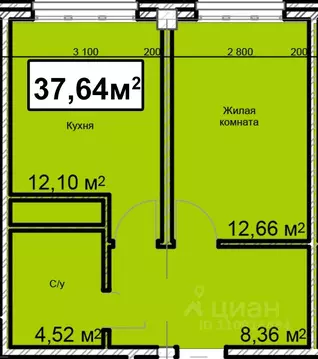1-к кв. Ставропольский край, Ессентуки ул. Благодатная, 22к3 (37.64 м)