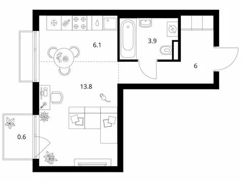 1-комнатная квартира: Зеленоград, 22-й микрорайон, ЖК Зелёный Парк, ...