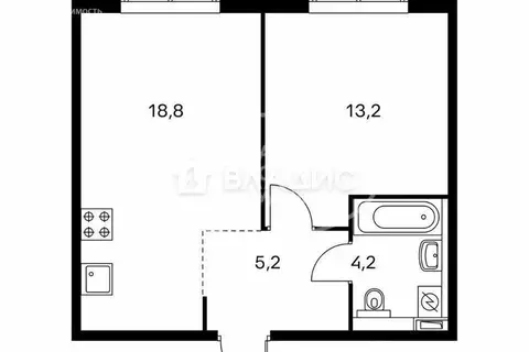 1-комнатная квартира: Люберцы, улица 8 Марта, 18к1 (41.2 м)
