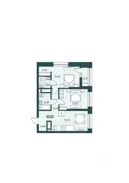 2-к кв. Курганская область, Курган 18-й мкр, 7к1 (60.23 м)