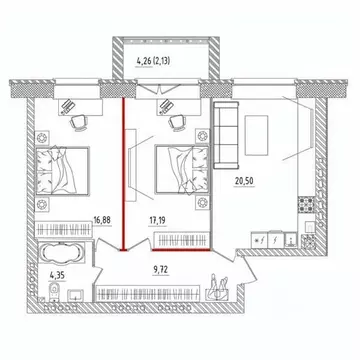 2-к кв. Татарстан, Набережные Челны ул. Прибрежная, 9 (70.6 м)