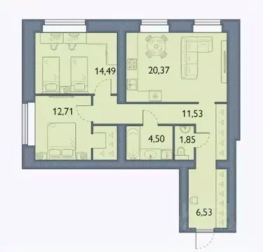 2-к кв. Брянская область, Брянский район, пос. Мичуринский, ...