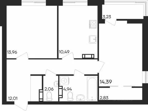 2-к кв. Мурманская область, Мурманск Первомайский округ,  (63.91 м)