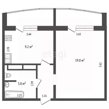 1-к кв. Тюменская область, Тюмень ул. Александра Митинского, 5 (37.0 ...