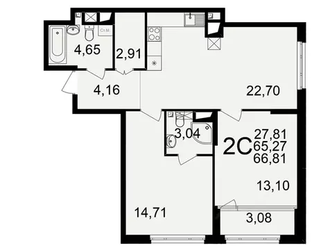 2-к кв. Рязанская область, Рязань ул. Ленинского Комсомола (65.27 м)