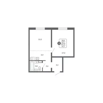 2-к кв. Кировская область, Киров ул. Потребкооперации, 34к1 (47.7 м)