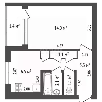 1-к кв. Мордовия, Саранск ул. Крупской, 22с3 (29.0 м)