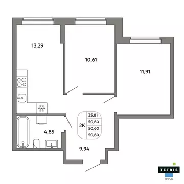 2-комнатная квартира: Екатеринбург, жилой район Уралмаш, жилой квартал ...