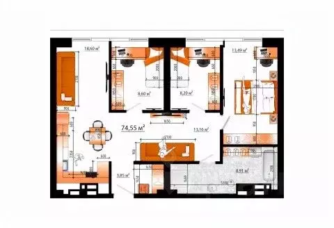 4-к кв. Приморский край, Владивосток ул. Гамарника (74.55 м)