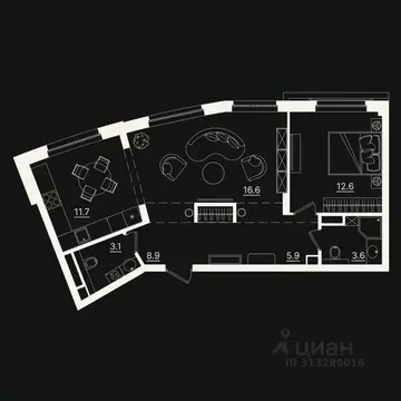 2-к кв. Тюменская область, Тюмень ул. Щербакова, 2к3 (62.44 м)