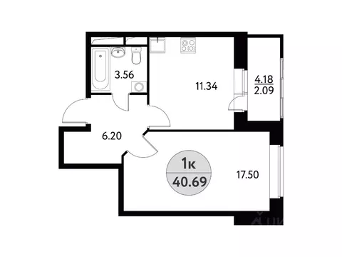 1-к кв. Московская область, Щелково ул. Механизаторов, 1Б (40.69 м)