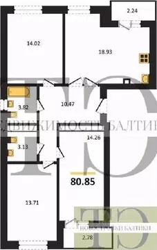 3-к кв. Калининградская область, Калининград Петровский мкр,  (80.85 ...