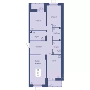 3-к кв. Красноярский край, Красноярск Свободный просп. (91.6 м)