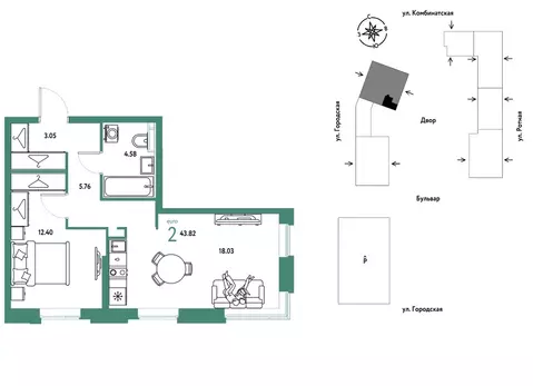 2-к кв. Свердловская область, Екатеринбург муниципальное образование, ...