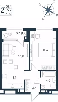 Студия Пермский край, Пермь ул. Космонавта Беляева, 17 (41.0 м)
