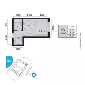 1-к кв. Башкортостан, Уфа Сипайлово жилрайон, Атлантис жилой комплекс ...